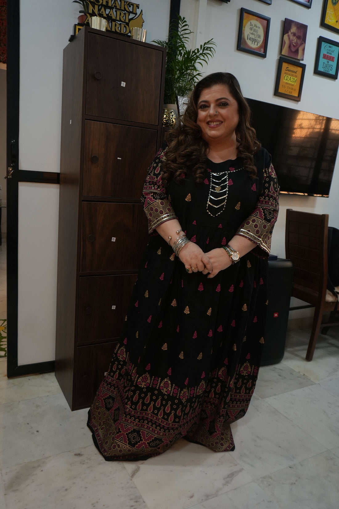 Plus Size Cotton Blend Printed Gown