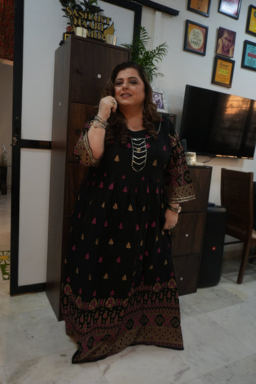 Plus Size Cotton Blend Printed Gown