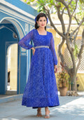Blue Leheriya anarkali gown | | Shop stylish women's clothing online at Label Flavia |