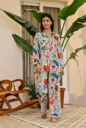 Cotton Printed Night Suit | Co-Ord Set | Shop stylish women's clothing online at Label Flavia |