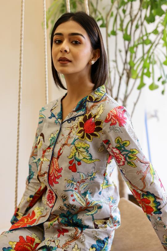 Cotton Printed Night Suit | Co-Ord Set | Shop stylish women's clothing online at Label Flavia |
