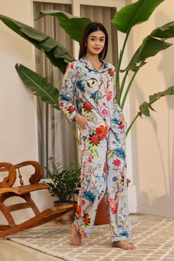 Cotton Printed Night Suit | Co-Ord Set | Shop stylish women's clothing online at Label Flavia |