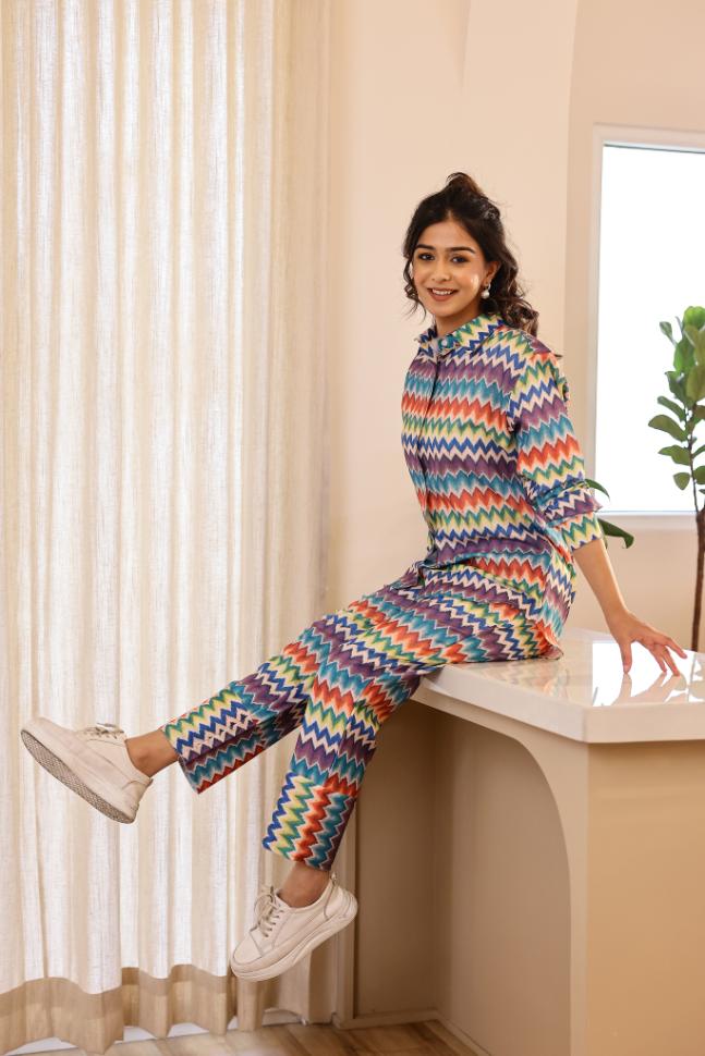 Cotton Printed Night Suit | Co-Ord Set | Shop stylish women's clothing online at Label Flavia |