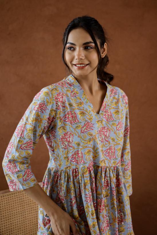 Cotton Printed High Low Cord Set | Co-Ord Set | Shop stylish women's clothing online at Label Flavia |