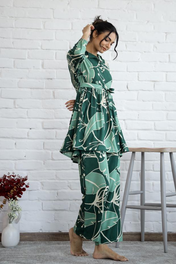 Cotton Printed Long Flared Cord Set | Co-Ord Set | Shop stylish women's clothing online at Label Flavia |