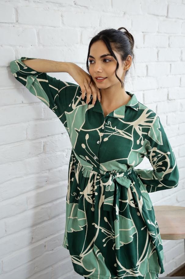 Cotton Printed Long Flared Cord Set | Co-Ord Set | Shop stylish women's clothing online at Label Flavia |