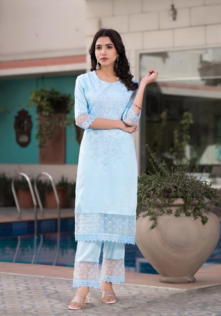 Cotton Dobby Kurta Pant Set | | Shop stylish women's clothing online at Label Flavia |