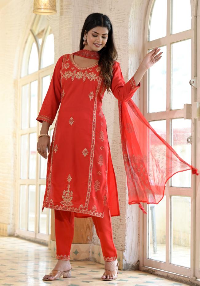 Rayon Embroidered Kurta Set | | Shop stylish women's clothing online at Label Flavia |