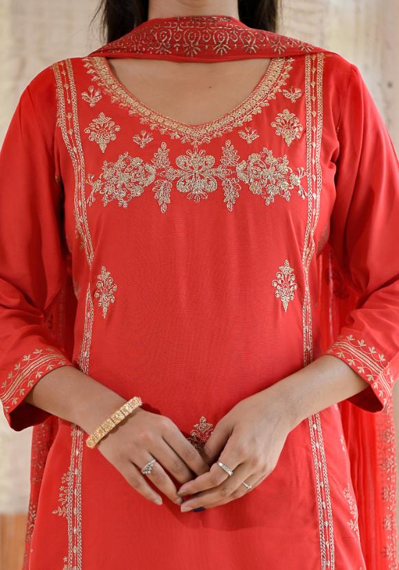Rayon Embroidered Kurta Set | | Shop stylish women's clothing online at Label Flavia |