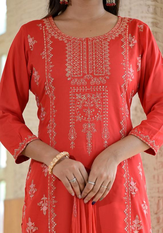 Rayon Embroidered Kurta Set | | Shop stylish women's clothing online at Label Flavia |