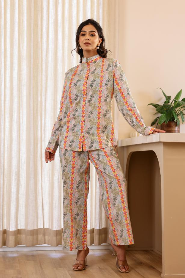 Cotton Printed Long Flared Cord Set | Co-Ord Set | Shop stylish women's clothing online at Label Flavia |