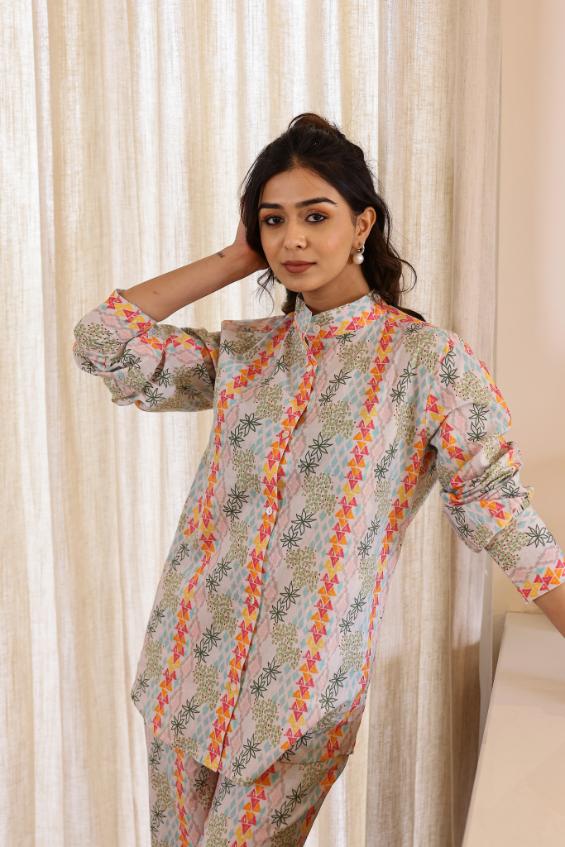 Cotton Printed Long Flared Cord Set | Co-Ord Set | Shop stylish women's clothing online at Label Flavia |