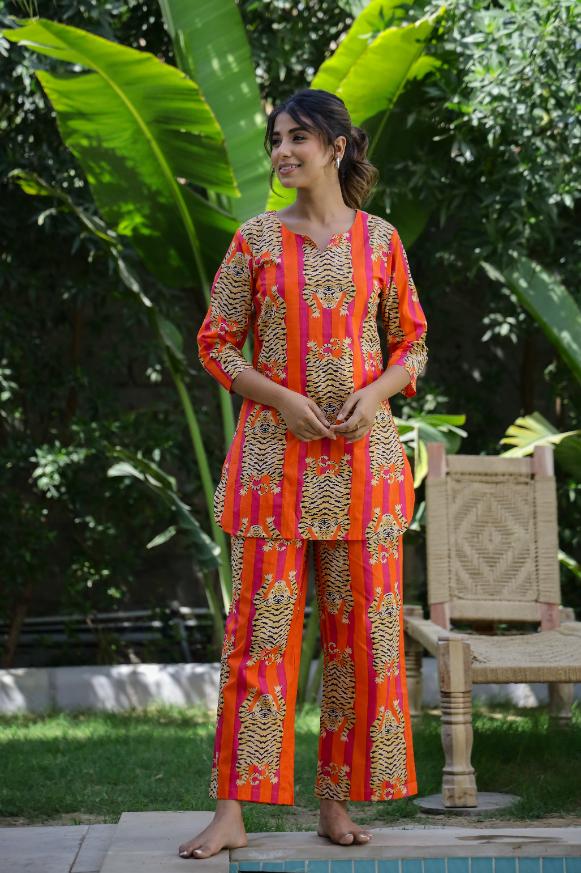 Cotton Printed Cord Suit | Co-Ord Set | Shop stylish women's clothing online at Label Flavia |
