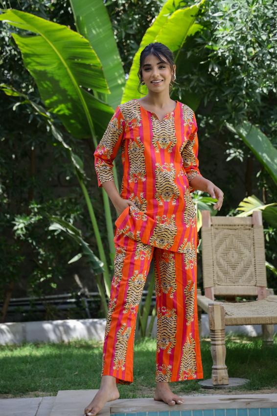 Cotton Printed Cord Suit | Co-Ord Set | Shop stylish women's clothing online at Label Flavia |