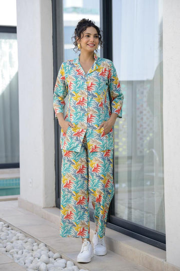 Cotton Printed Cord Suit | Co-Ord Set | Shop stylish women's clothing online at Label Flavia |