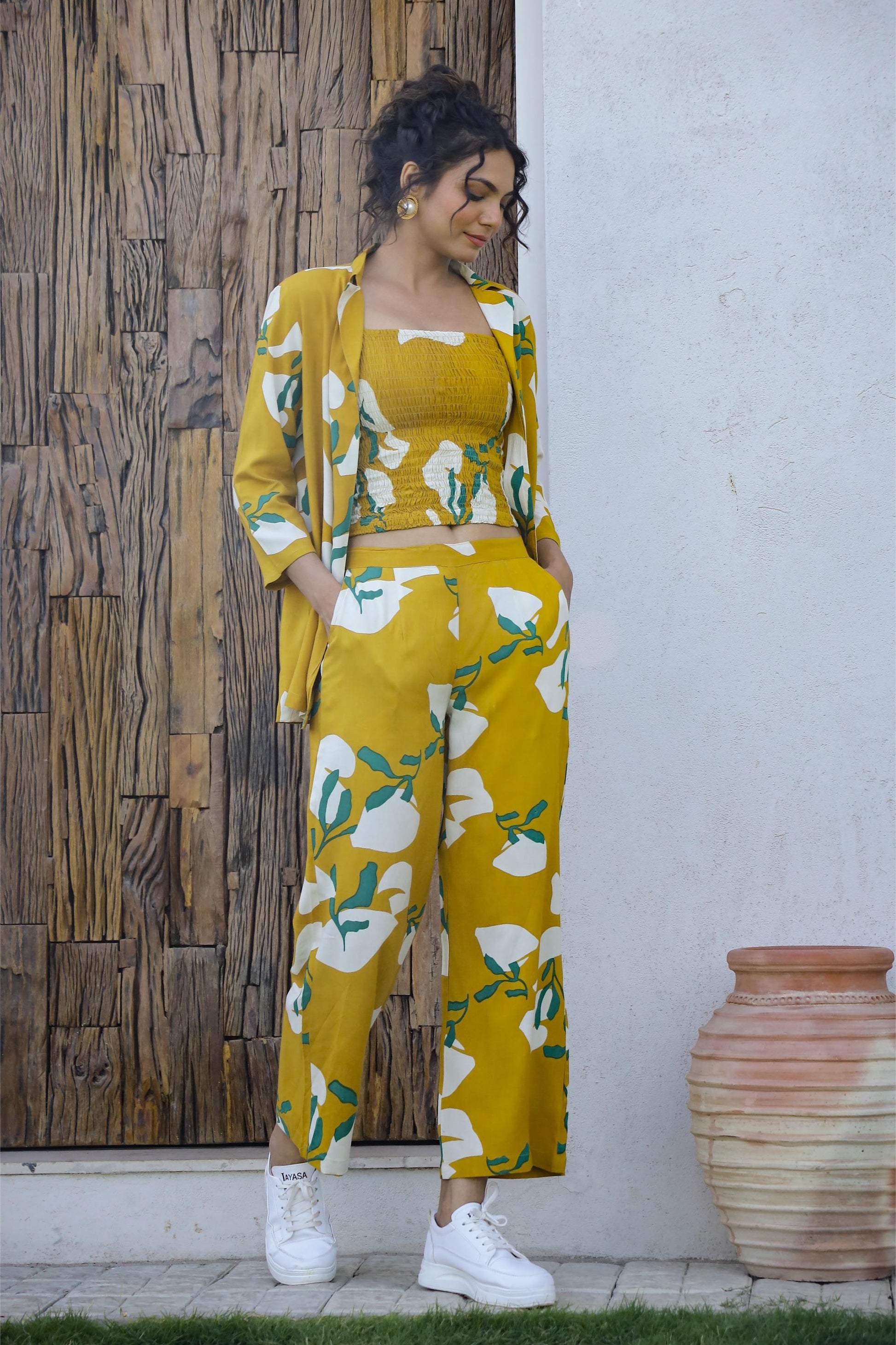 Rayon printed crop top plazzo set | Co-Ord Set | Shop stylish women's clothing online at Label Flavia |