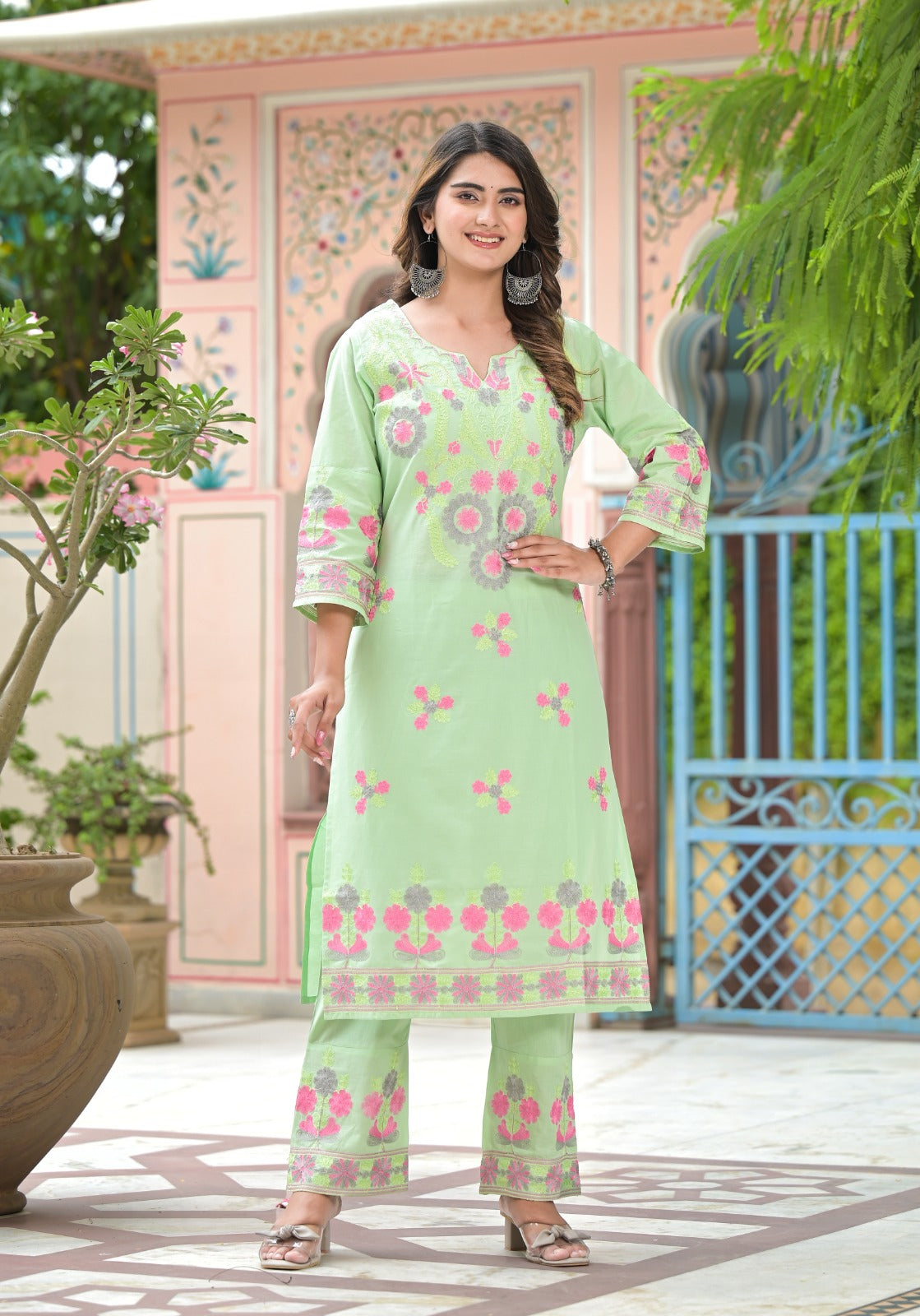 Cotton Dobby Kurta Pant Set | | Shop stylish women's clothing online at Label Flavia |