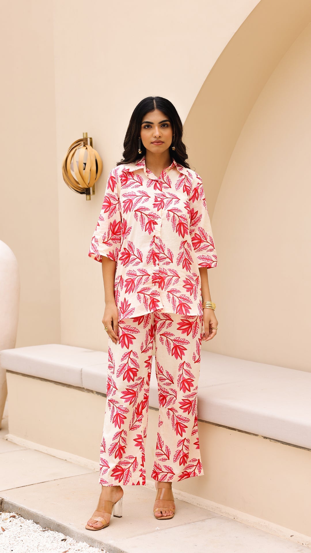 Botanic Bloom Co-ord Set – Red & Cream