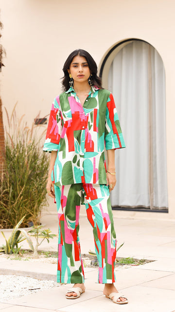 Vivid Abstract Co-ord Set – Multicolor