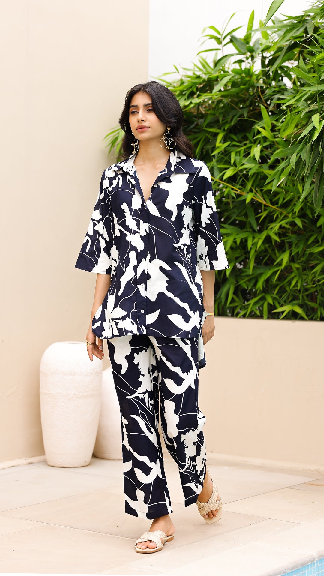 Monochrome Leaf Co-ord Set – Black & White