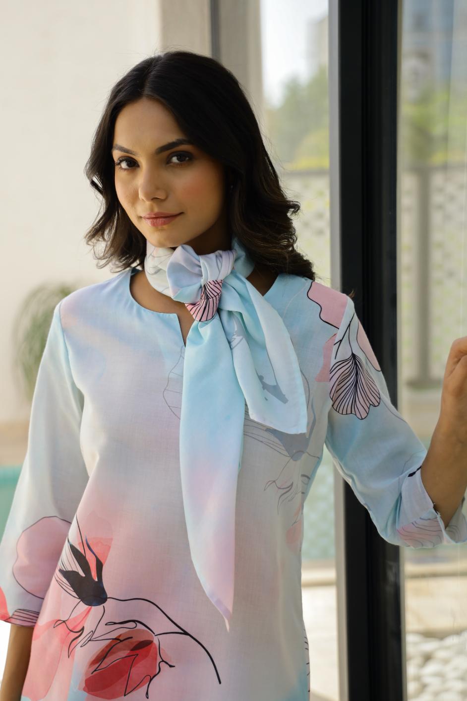 Floral Digital Print Soft Cotton Co-ord Set - Top & Trousers | Co-Ord Set | Shop stylish women's clothing online at Label Flavia |