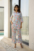 Floral Cotton Satin Pajama Set - Soft & Stylish Nightwear for Women | Co-Ord Set | Shop stylish women's clothing online at Label Flavia |