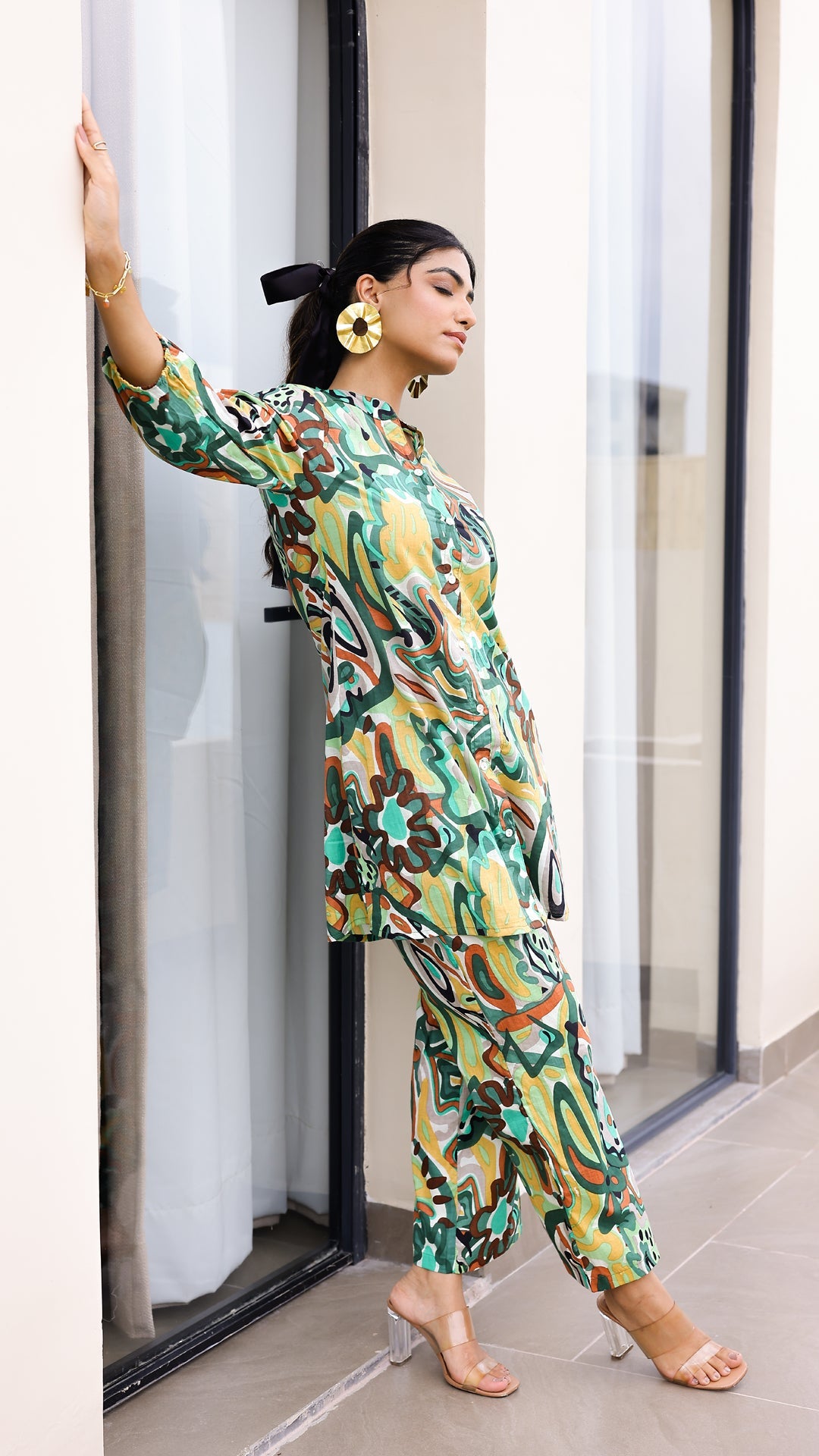 Green Abstract Print Co-ord Set