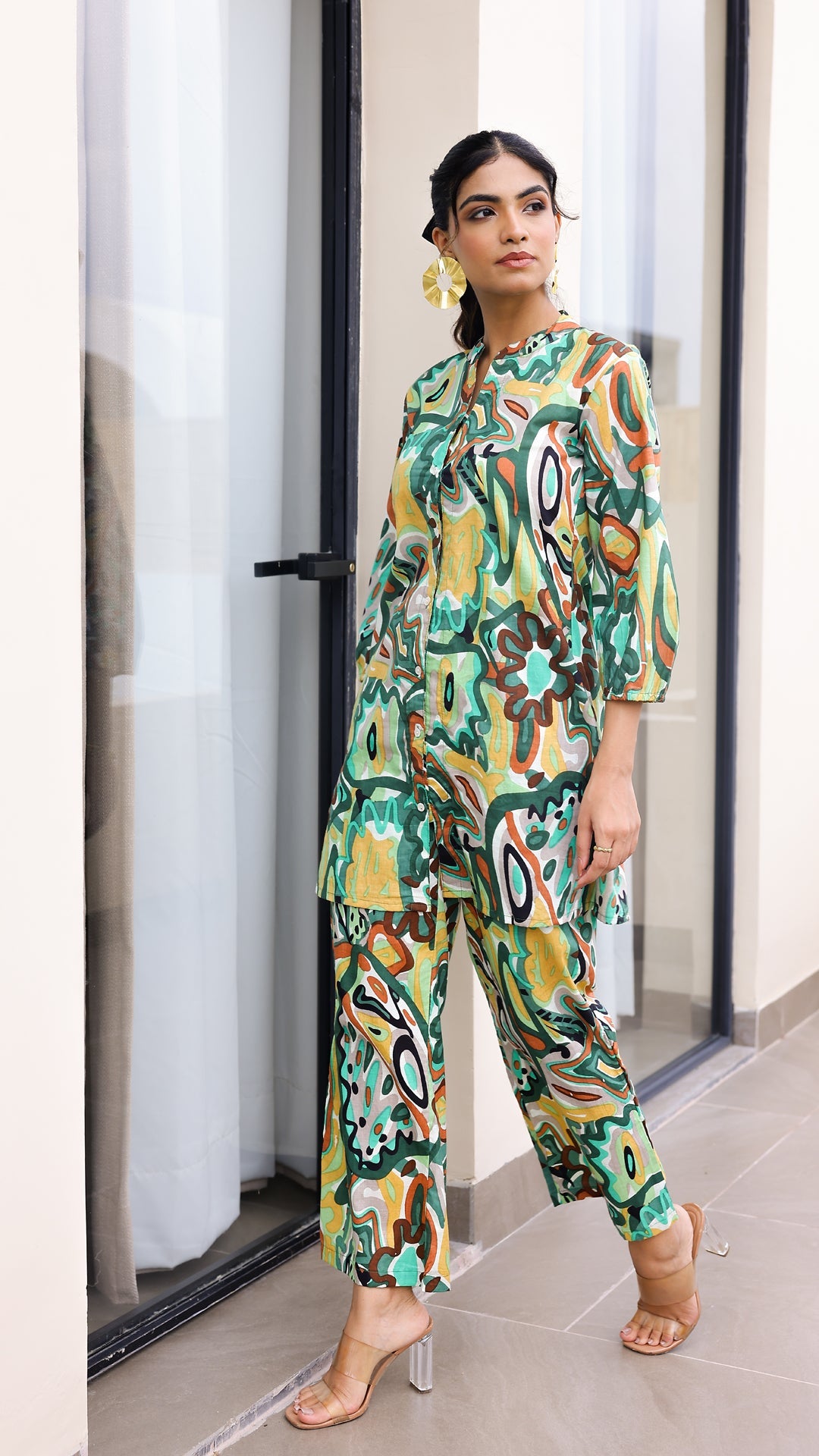 Green Abstract Print Co-ord Set