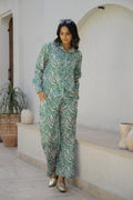 Trendy Green Zebra Print Satin Pajama Set - Stylish Animal Print Nightwear | Co-Ord Set | Shop stylish women's clothing online at Label Flavia |