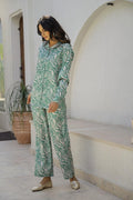 Trendy Green Zebra Print Satin Pajama Set - Stylish Animal Print Nightwear | Co-Ord Set | Shop stylish women's clothing online at Label Flavia |