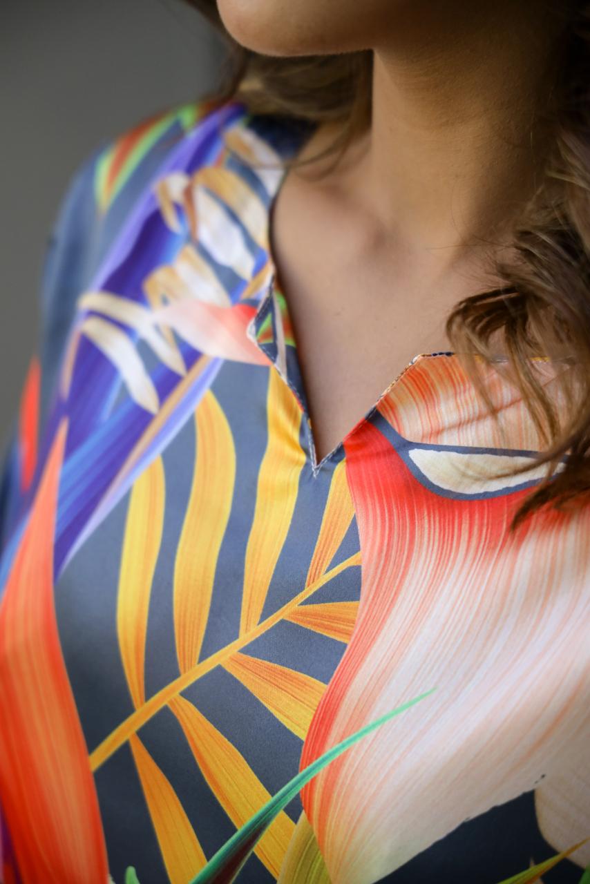 Vibrant Tropical Print Satin Pajama Set - Fun & Stylish Nightwear | Co-Ord Set | Shop stylish women's clothing online at Label Flavia |