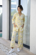 Yellow Geometric Co-ord Set - Casual Cotton Outfit | Co-Ord Set | Shop stylish women's clothing online at Label Flavia |