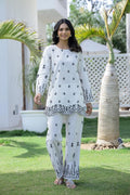 White Embroidered Co-ord Set - Elegant Floral Cotton Ensemble | Co-Ord Set | Shop stylish women's clothing online at Label Flavia |