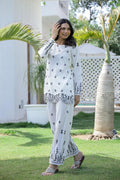 White Embroidered Co-ord Set - Elegant Floral Cotton Ensemble | Co-Ord Set | Shop stylish women's clothing online at Label Flavia |