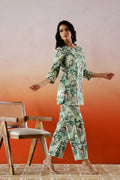 Green Safari Printed Cotton Co-ord Set - Unique Animal Print Outfit | Co-Ord Set | Shop stylish women's clothing online at Label Flavia |