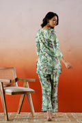 Green Safari Printed Cotton Co-ord Set - Unique Animal Print Outfit | Co-Ord Set | Shop stylish women's clothing online at Label Flavia |