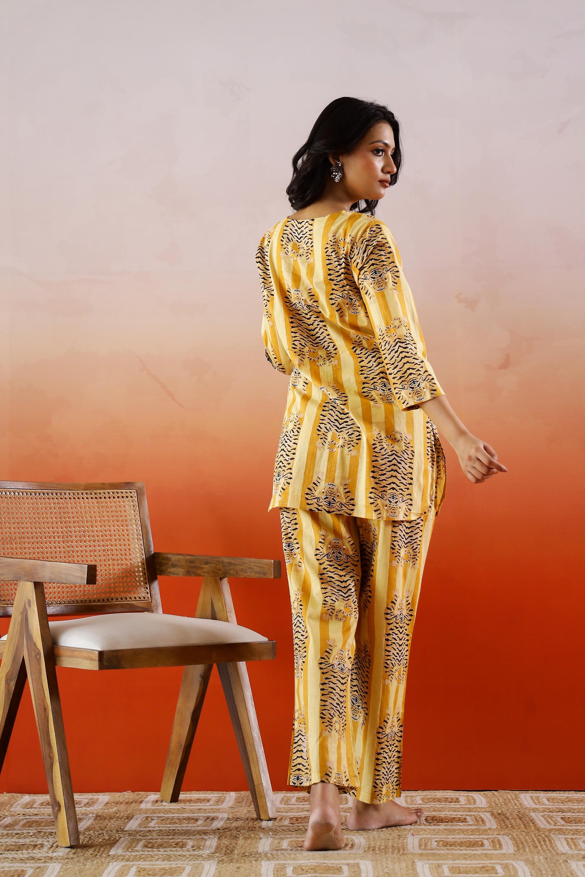 Tiger yellow stripes co-ord set | Co-Ord Set | Shop stylish women's clothing online at Label Flavia |