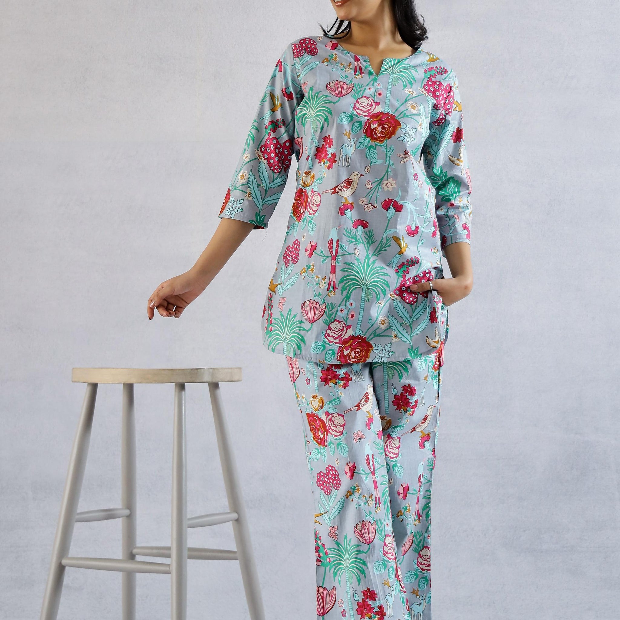 Teal Bird Multicolor Co-ord Set | Co-Ord Set | Shop stylish women's clothing online at Label Flavia |