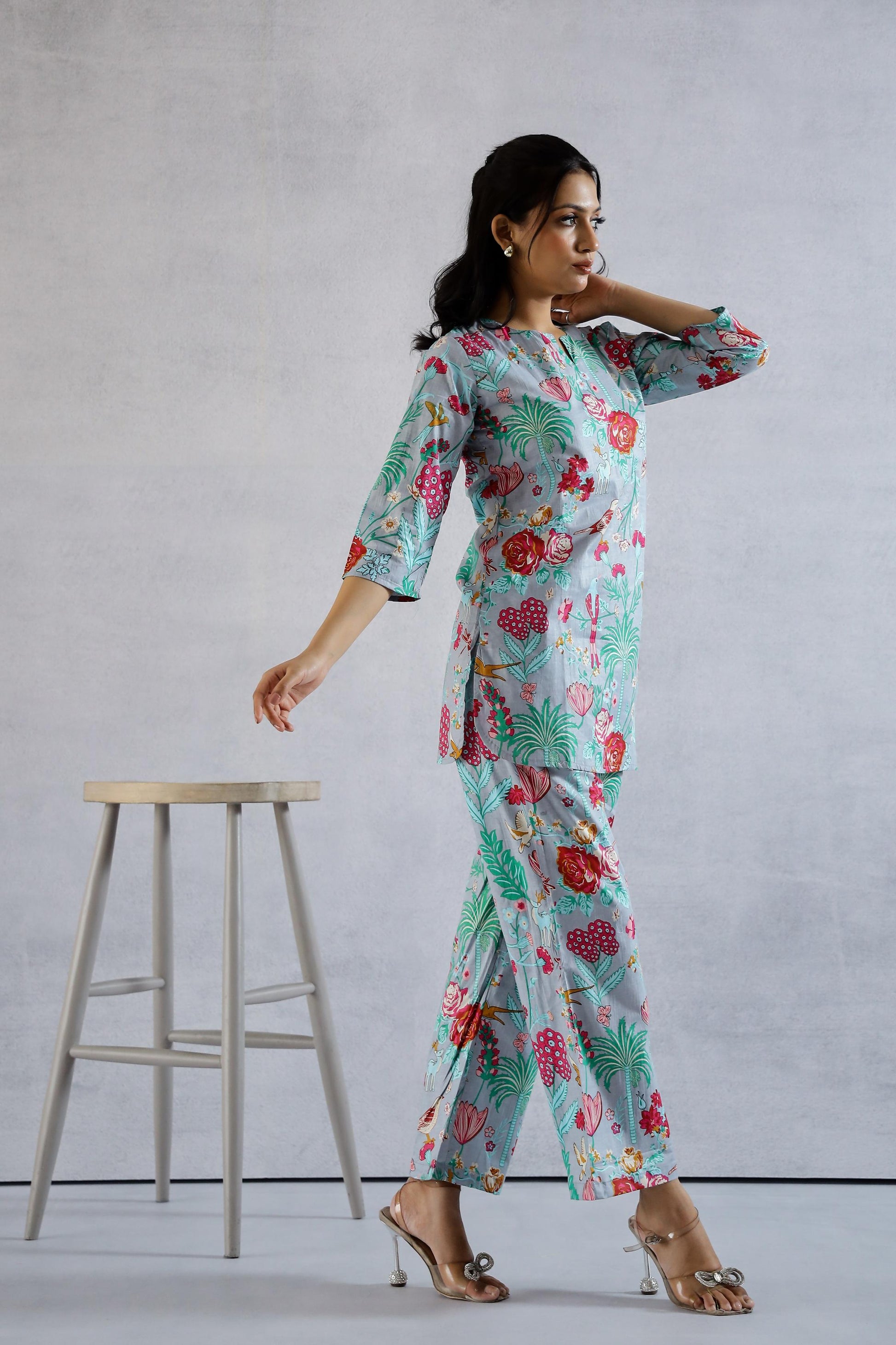 Teal Bird Multicolor Co-ord Set | Co-Ord Set | Shop stylish women's clothing online at Label Flavia |