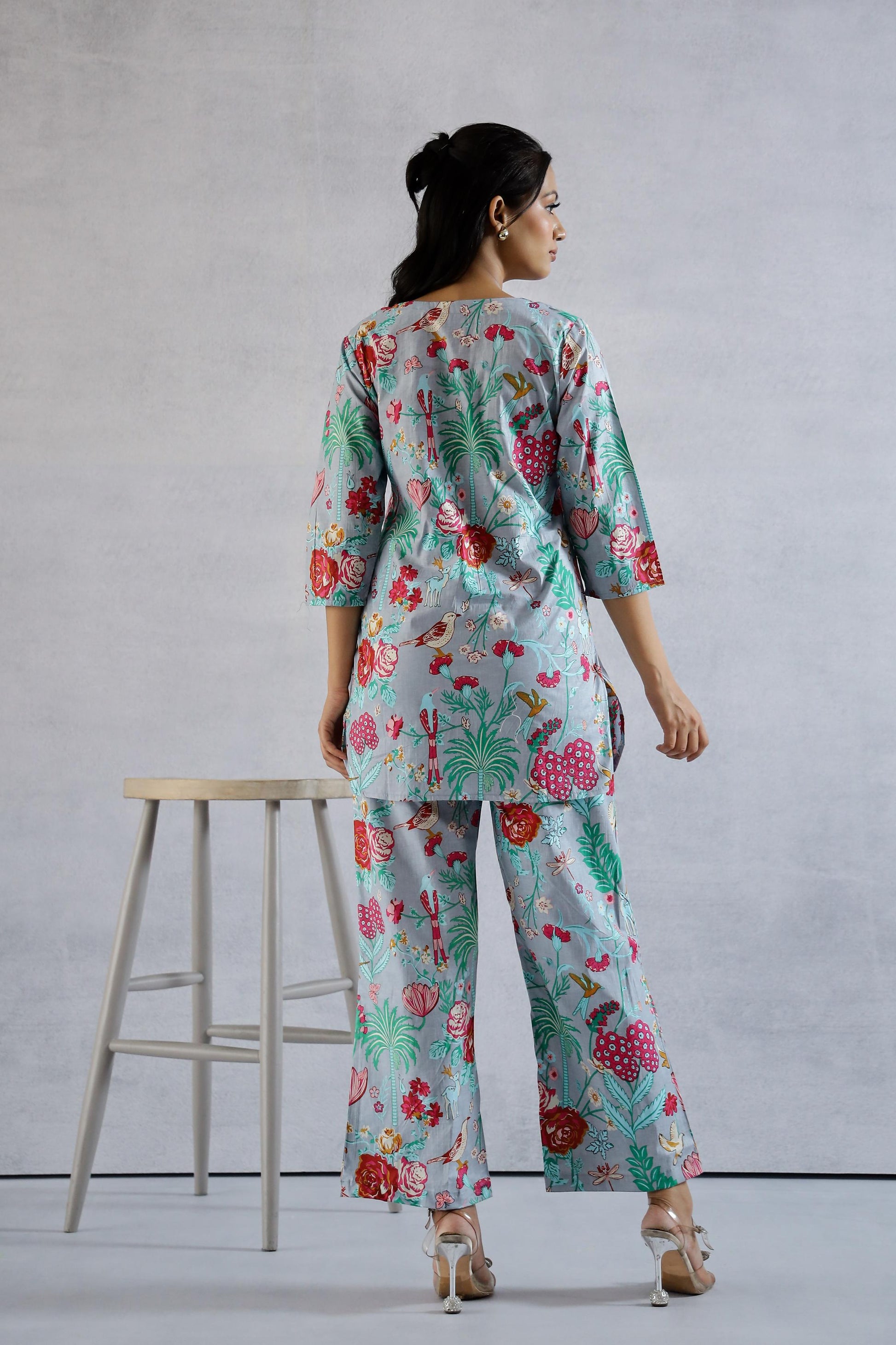 Teal Bird Multicolor Co-ord Set | Co-Ord Set | Shop stylish women's clothing online at Label Flavia |