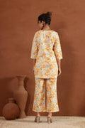 Yellow Floral Jaal Cotton Printed Co-ord Set | Co-Ord Set | Shop stylish women's clothing online at Label Flavia |