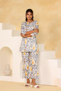 Gray and Yellow Ikat Co-ord Set - Cotton Casual Wear | Co-Ord Set | Shop stylish women's clothing online at Label Flavia |
