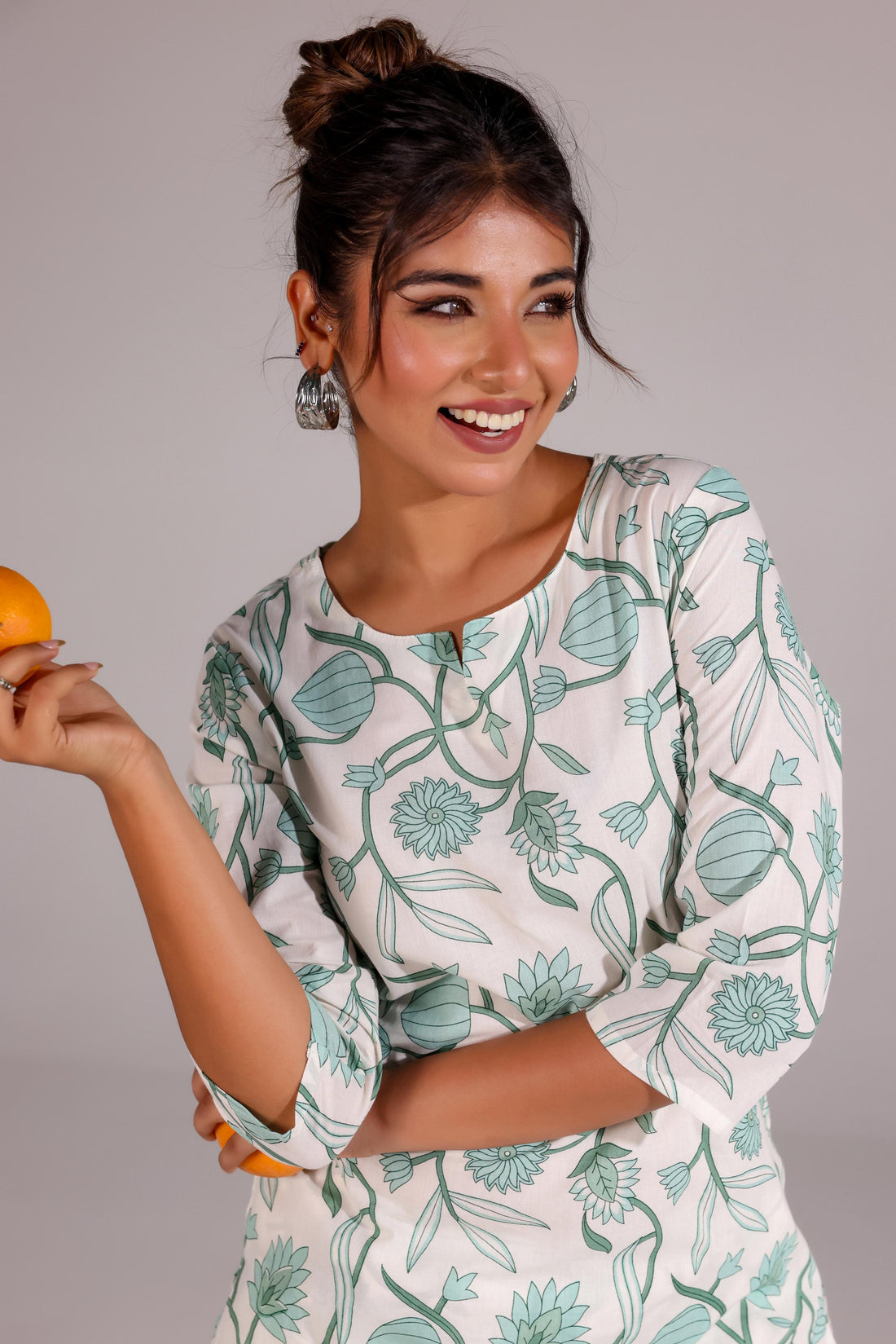 Green Floral Print Co-ord Set - Refreshing Cotton Style | Co-Ord Set | Shop stylish women's clothing online at Label Flavia |
