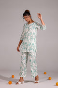 Green Floral Print Co-ord Set - Refreshing Cotton Style | Co-Ord Set | Shop stylish women's clothing online at Label Flavia |