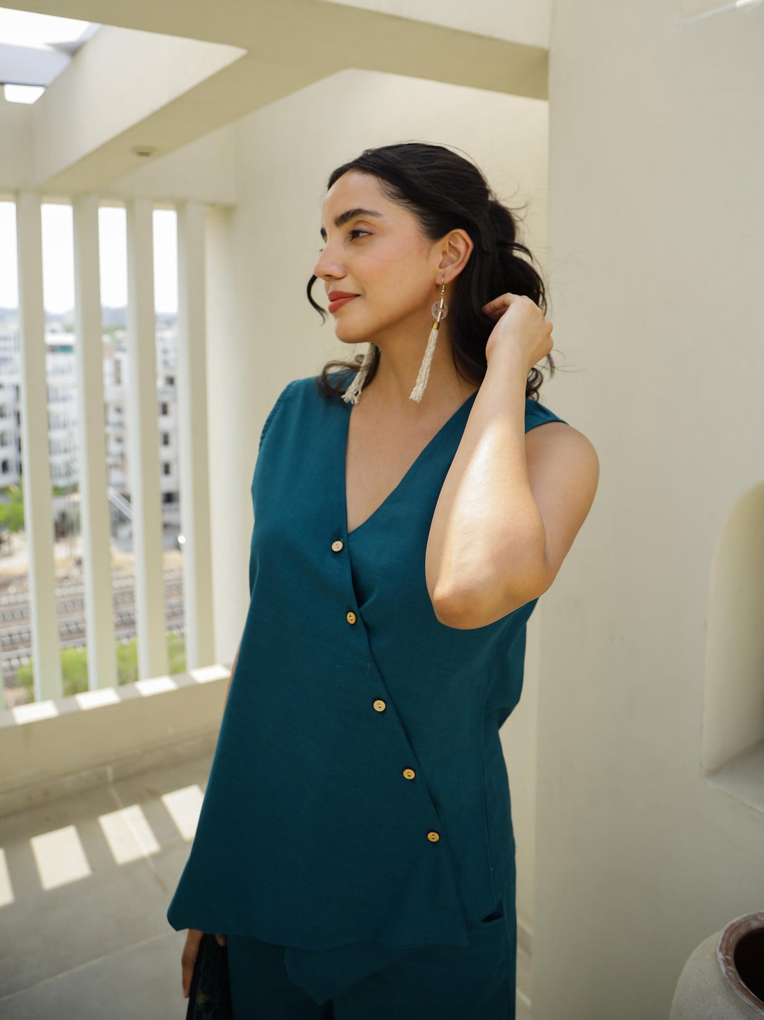 Teal solid corset coord set | Co-Ord Set | Shop stylish women's clothing online at Label Flavia |