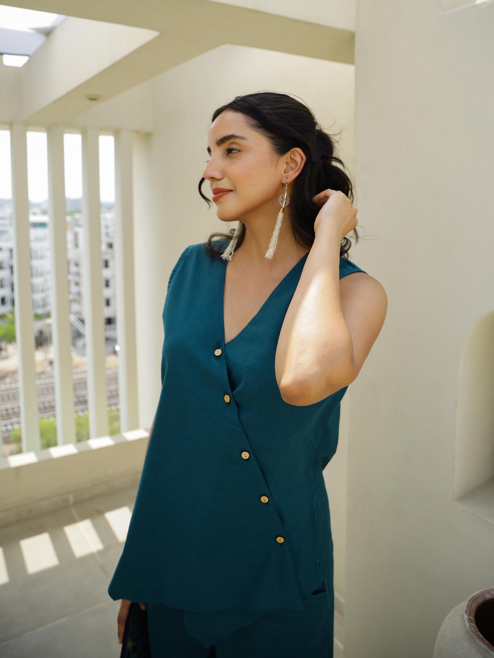 Teal solid corset coord set | Co-Ord Set | Shop stylish women's clothing online at Label Flavia |