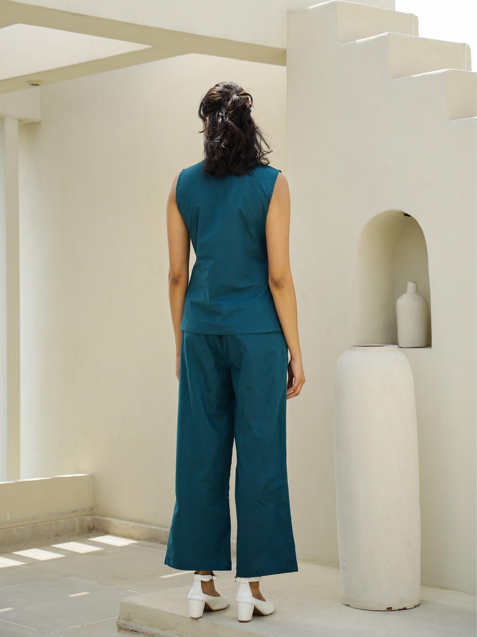 Teal solid corset coord set | Co-Ord Set | Shop stylish women's clothing online at Label Flavia |