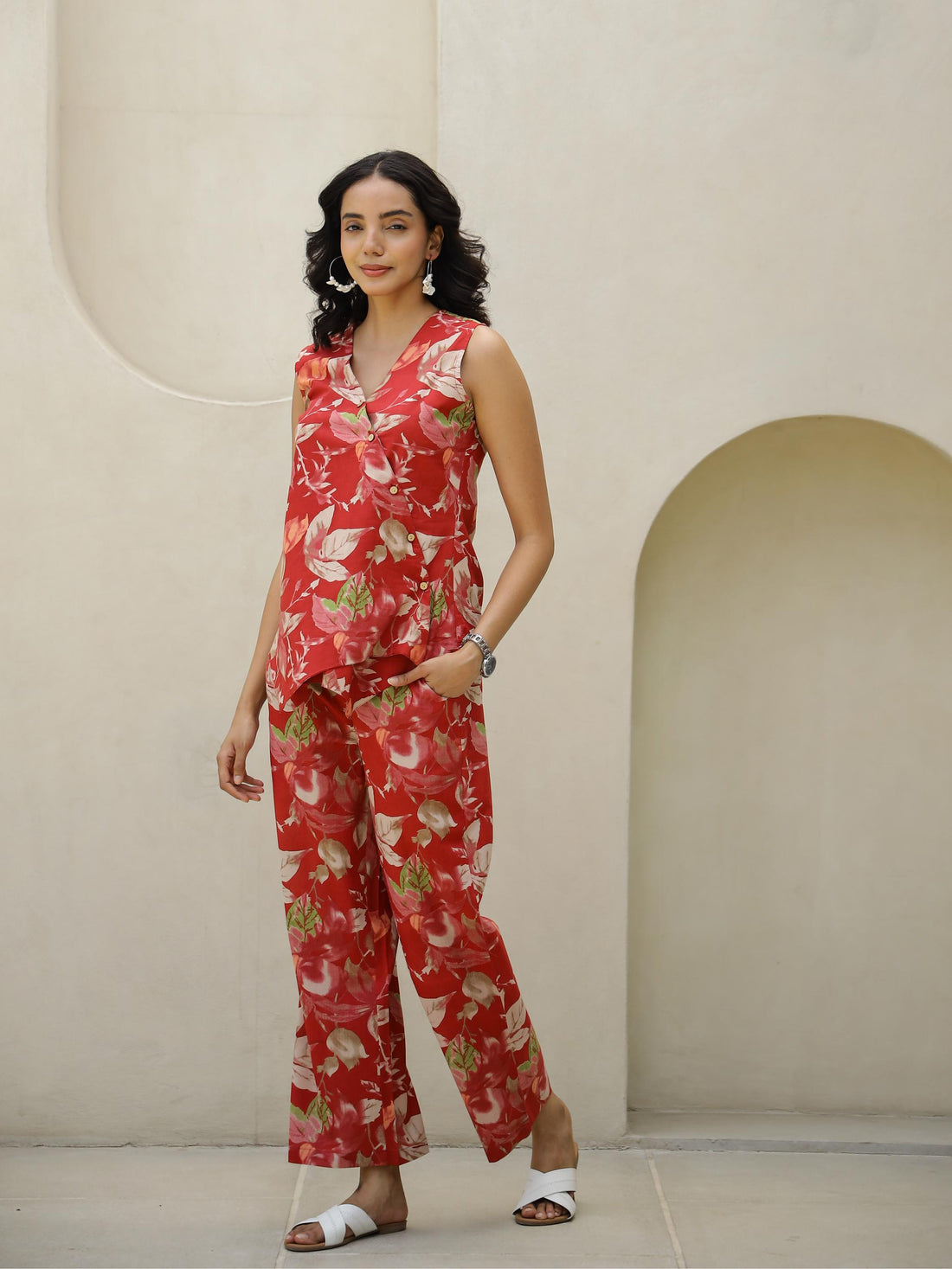 Red abstract corset coord set | Co-Ord Set | Shop stylish women's clothing online at Label Flavia |