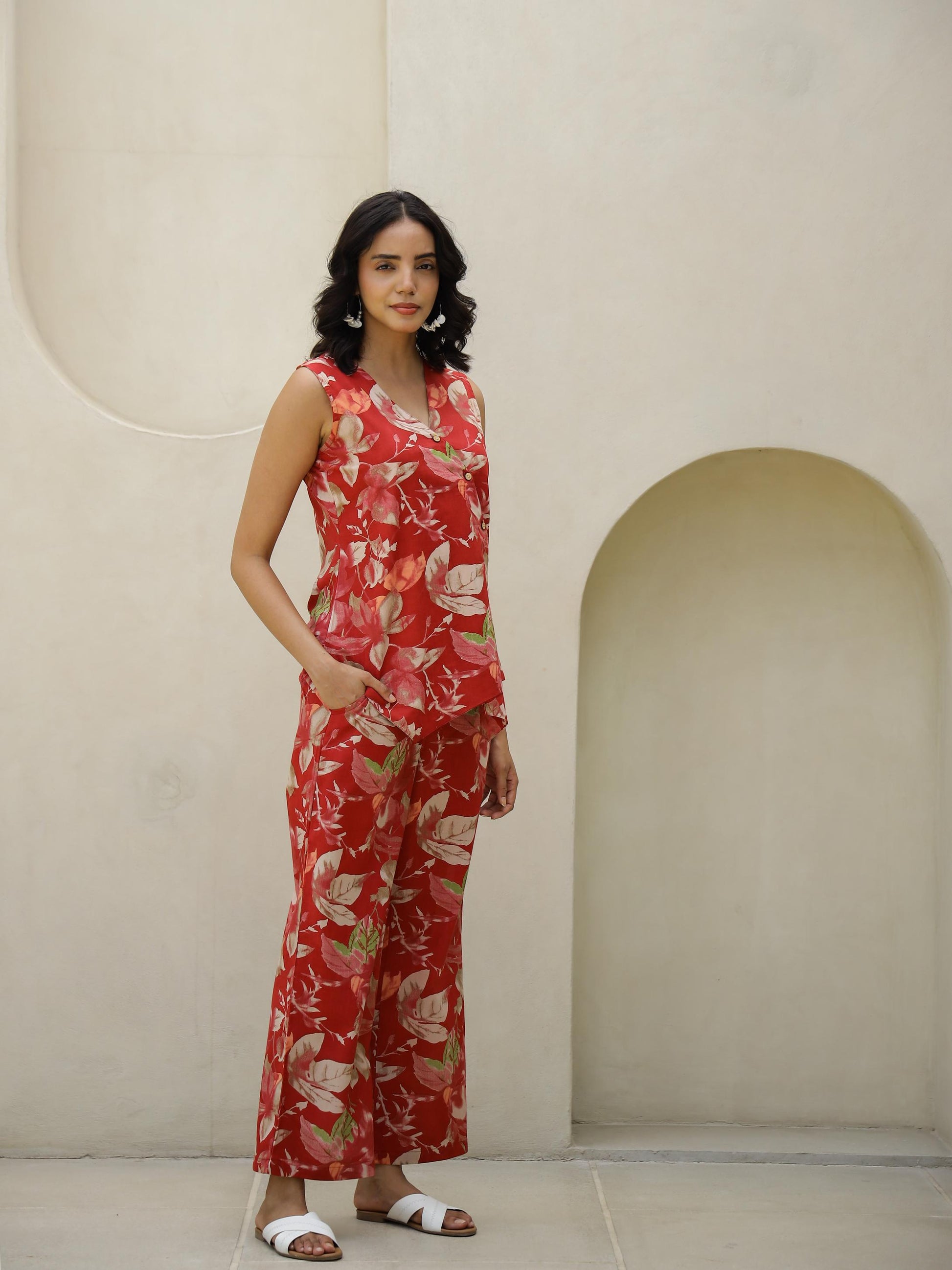 Red abstract corset coord set | Co-Ord Set | Shop stylish women's clothing online at Label Flavia |