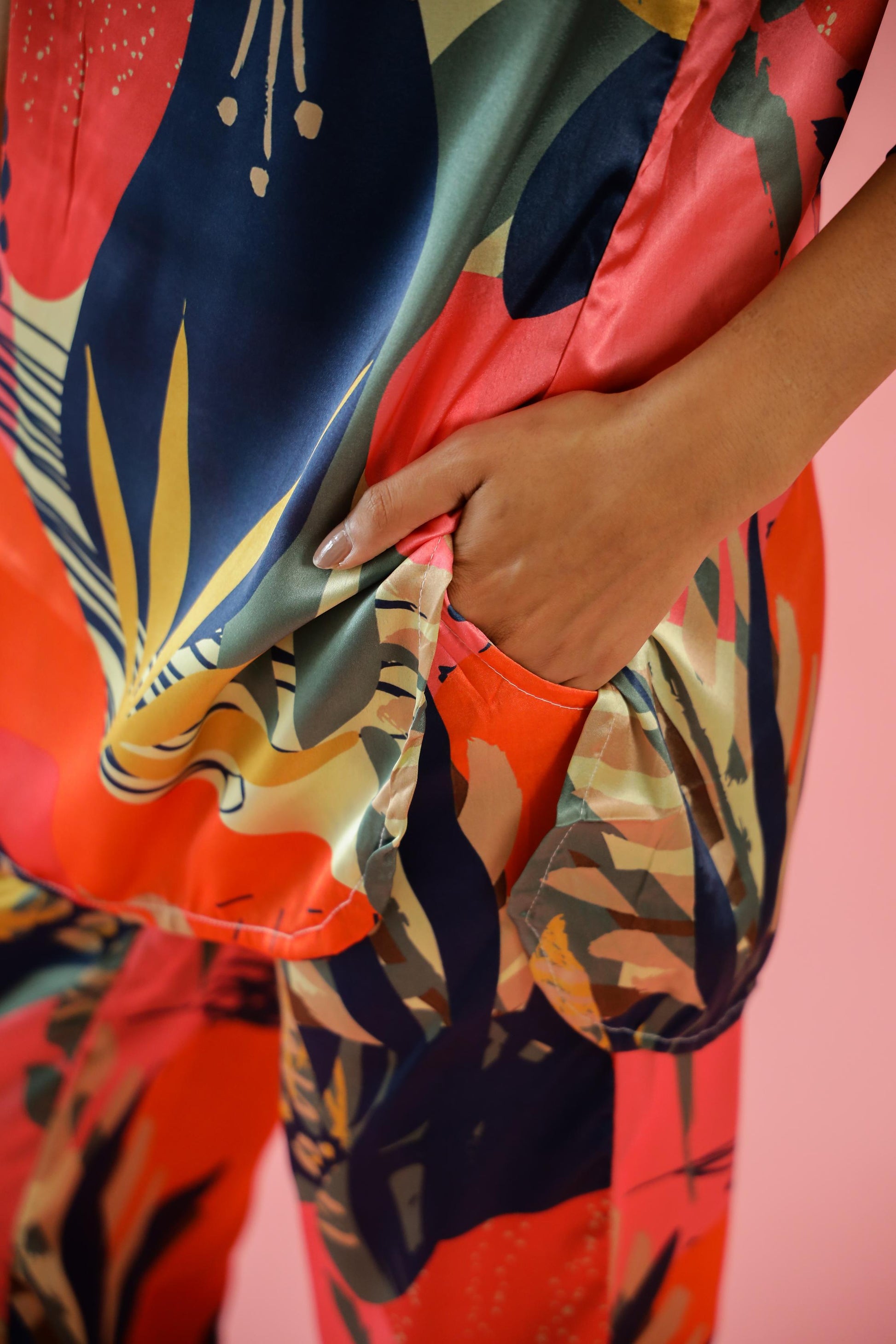 Tropical Pastel Print Satin Pajama Set - Fresh & Stylish Nightwear | Co-Ord Set | Shop stylish women's clothing online at Label Flavia |